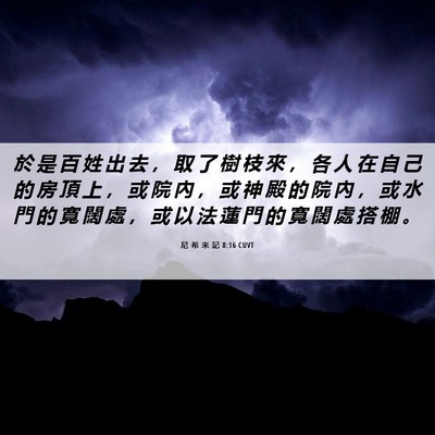 Picture 06 - 尼 希 米 記 8:16 CUVT - 於 是 百 姓 出 去 ， 取 了 樹 枝 來 - Bible Verse Picture