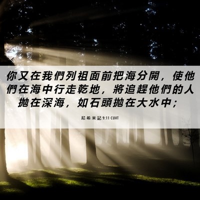 Picture 06 - 尼 希 米 記 9:11 CUVT - 你 又 在 我 們 列 祖 面 前 把 海 分 - Bible Verse Picture