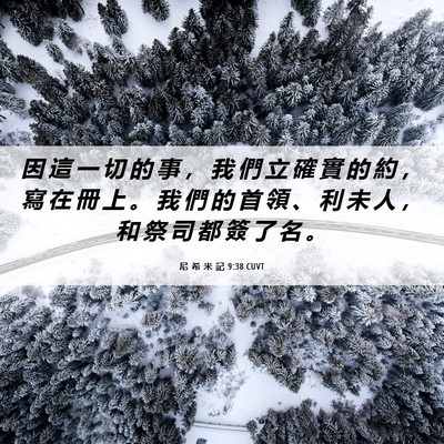 Picture 06 - 尼 希 米 記 9:38 CUVT - 因 這 一 切 的 事 ， 我 們 立 確 實 - Bible Verse Picture