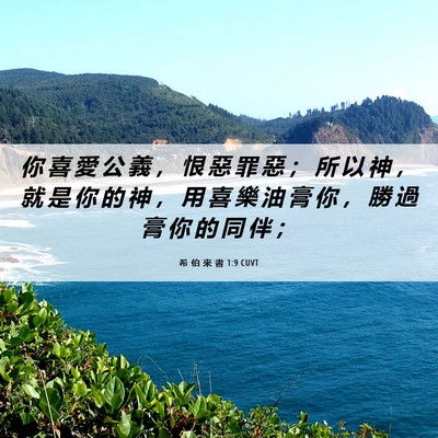 Picture 06 - 希 伯 來 書 1:9 CUVT - 你 喜 愛 公 義 ， 恨 惡 罪 惡 ； 所 - Bible Verse Picture