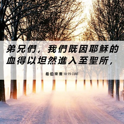 Picture 06 - 希 伯 來 書 10:19 CUVT - 弟 兄 們 ， 我 們 既 因 耶 穌 的 血 - Bible Verse Picture