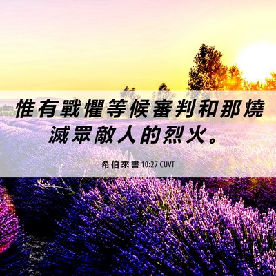 Picture 06 - 希 伯 來 書 10:27 CUVT - 惟 有 戰 懼 等 候 審 判 和 那 燒 滅 - Bible Verse Picture