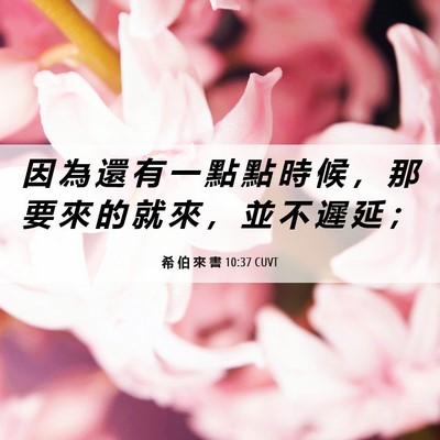 Picture 06 - 希 伯 來 書 10:37 CUVT - 因 為 還 有 一 點 點 時 候 ， 那 要 - Bible Verse Picture