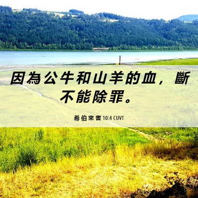 Picture 06 - 希 伯 來 書 10:4 CUVT - 因 為 公 牛 和 山 羊 的 血 ， 斷 不 - Bible Verse Picture