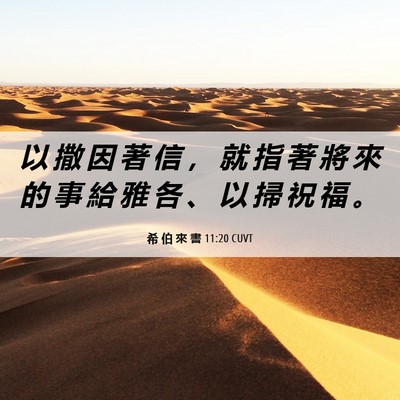 Picture 06 - 希 伯 來 書 11:20 CUVT - 以 撒 因 著 信 ， 就 指 著 將 來 的 - Bible Verse Picture