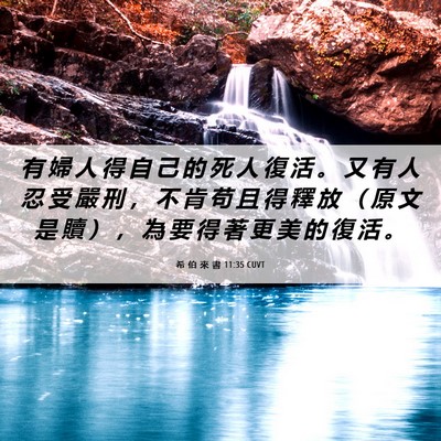 Picture 06 - 希 伯 來 書 11:35 CUVT - 有 婦 人 得 自 己 的 死 人 復 活 。 - Bible Verse Picture