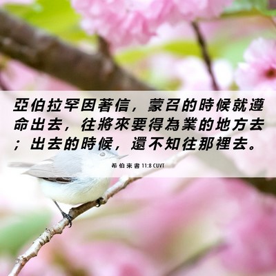 Picture 06 - 希 伯 來 書 11:8 CUVT - 亞 伯 拉 罕 因 著 信 ， 蒙 召 的 時 - Bible Verse Picture