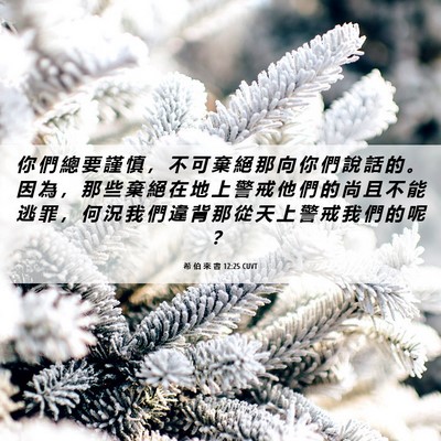 Picture 06 - 希 伯 來 書 12:25 CUVT - 你 們 總 要 謹 慎 ， 不 可 棄 絕 那 - Bible Verse Picture