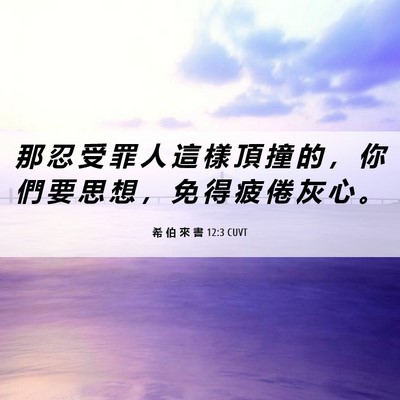 Picture 06 - 希 伯 來 書 12:3 CUVT - 那 忍 受 罪 人 這 樣 頂 撞 的 ， 你 - Bible Verse Picture