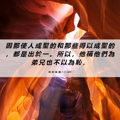 Picture 06 - 希 伯 來 書 2:11 CUVT - 因 那 使 人 成 聖 的 和 那 些 得 以 - Bible Verse Picture