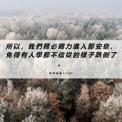 Picture 06 - 希 伯 來 書 4:11 CUVT - 所 以 ， 我 們 務 必 竭 力 進 入 那 - Bible Verse Picture