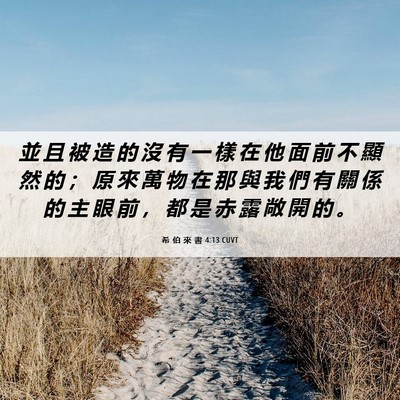 Picture 06 - 希 伯 來 書 4:13 CUVT - 並 且 被 造 的 沒 有 一 樣 在 他 面 - Bible Verse Picture