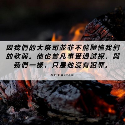 Picture 06 - 希 伯 來 書 4:15 CUVT - 因 我 們 的 大 祭 司 並 非 不 能 體 - Bible Verse Picture