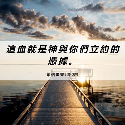 Picture 06 - 希 伯 來 書 9:20 CUVT - 這 血 就 是 神 與 你 們 立 約 的 憑 - Bible Verse Picture