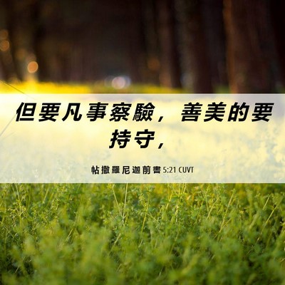 Picture 06 - 帖 撒 羅 尼 迦 前 書 5:21 CUVT - 但 要 凡 事 察 驗 ， 善 美 的 要 持 - Bible Verse Picture