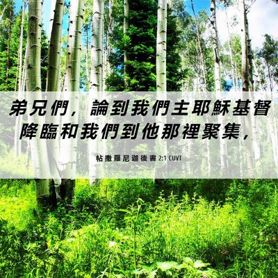 Picture 06 - 帖 撒 羅 尼 迦 後 書 2:1 CUVT - 弟 兄 們 ， 論 到 我 們 主 耶 穌 基 - Bible Verse Picture