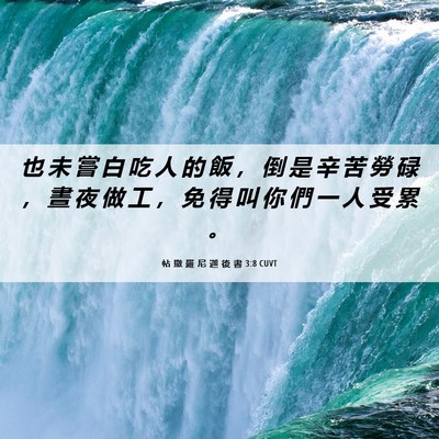 Picture 06 - 帖 撒 羅 尼 迦 後 書 3:8 CUVT - 也 未 嘗 白 吃 人 的 飯 ， 倒 是 辛 - Bible Verse Picture