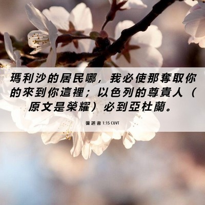 Picture 06 - 彌 迦 書 1:15 CUVT - 瑪 利 沙 的 居 民 哪 ， 我 必 使 那 - Bible Verse Picture