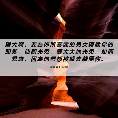 Picture 06 - 彌 迦 書 1:16 CUVT - 猶 大 啊 ， 要 為 你 所 喜 愛 的 兒 - Bible Verse Picture
