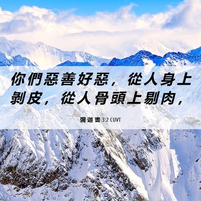 Picture 06 - 彌 迦 書 3:2 CUVT - 你 們 惡 善 好 惡 ， 從 人 身 上 剝 - Bible Verse Picture