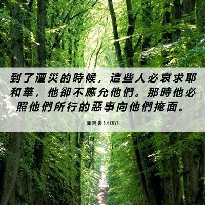 Picture 06 - 彌 迦 書 3:4 CUVT - 到 了 遭 災 的 時 候 ， 這 些 人 必 - Bible Verse Picture