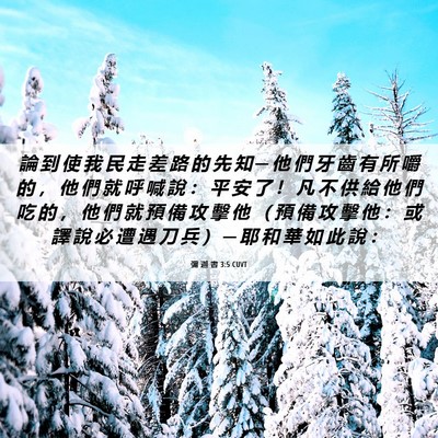 Picture 06 - 彌 迦 書 3:5 CUVT - 論 到 使 我 民 走 差 路 的 先 知 ─ - Bible Verse Picture