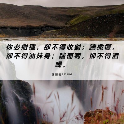Picture 06 - 彌 迦 書 6:15 CUVT - 你 必 撒 種 ， 卻 不 得 收 割 ； 踹 - Bible Verse Picture