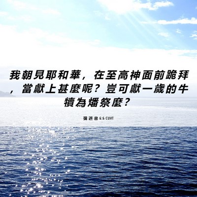 Picture 06 - 彌 迦 書 6:6 CUVT - 我 朝 見 耶 和 華 ， 在 至 高 神 面 - Bible Verse Picture
