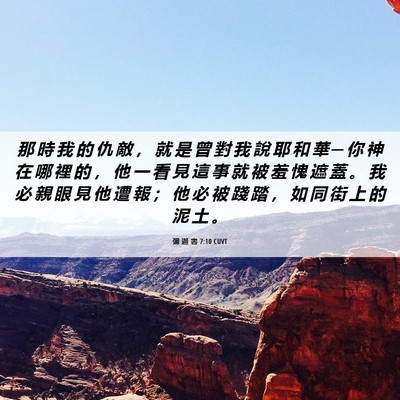 Picture 06 - 彌 迦 書 7:10 CUVT - 那 時 我 的 仇 敵 ， 就 是 曾 對 我 - Bible Verse Picture