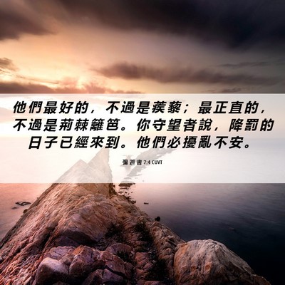 Picture 06 - 彌 迦 書 7:4 CUVT - 他 們 最 好 的 ， 不 過 是 蒺 藜 ； - Bible Verse Picture