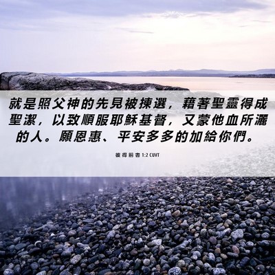 Picture 06 - 彼 得 前 書 1:2 CUVT - 就 是 照 父 神 的 先 見 被 揀 選 ， - Bible Verse Picture
