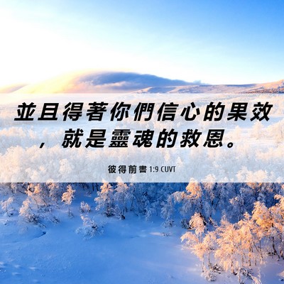 Picture 06 - 彼 得 前 書 1:9 CUVT - 並 且 得 著 你 們 信 心 的 果 效 ， - Bible Verse Picture
