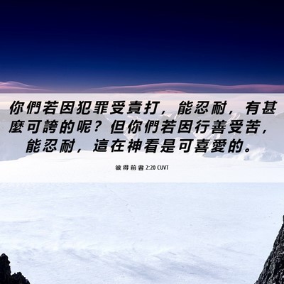 Picture 06 - 彼 得 前 書 2:20 CUVT - 你 們 若 因 犯 罪 受 責 打 ， 能 忍 - Bible Verse Picture