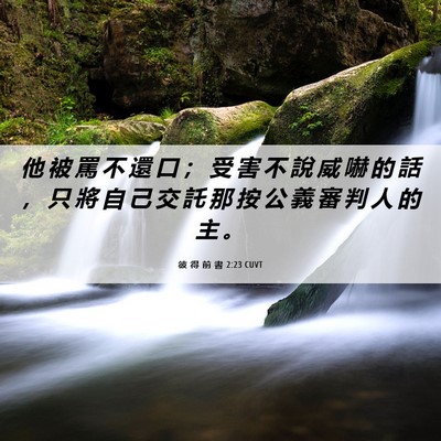 Picture 06 - 彼 得 前 書 2:23 CUVT - 他 被 罵 不 還 口 ； 受 害 不 說 威 - Bible Verse Picture