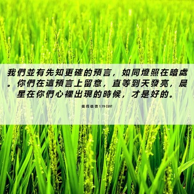 Picture 06 - 彼 得 後 書 1:19 CUVT - 我 們 並 有 先 知 更 確 的 預 言 ， - Bible Verse Picture