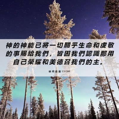 Picture 06 - 彼 得 後 書 1:3 CUVT - 神 的 神 能 已 將 一 切 關 乎 生 命 - Bible Verse Picture