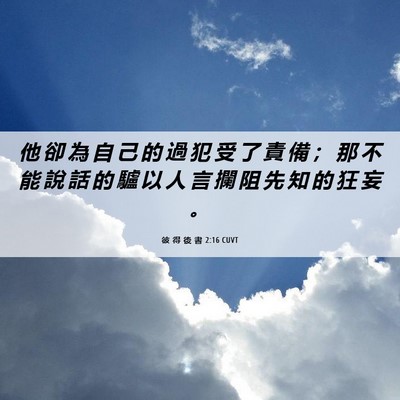 Picture 06 - 彼 得 後 書 2:16 CUVT - 他 卻 為 自 己 的 過 犯 受 了 責 備 - Bible Verse Picture