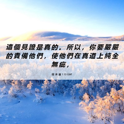 Picture 06 - 提 多 書 1:13 CUVT - 這 個 見 證 是 真 的 。 所 以 ， 你 - Bible Verse Picture