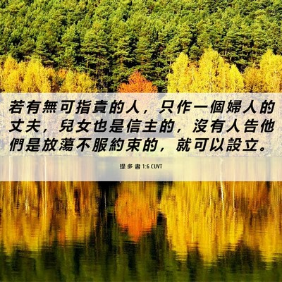 Picture 06 - 提 多 書 1:6 CUVT - 若 有 無 可 指 責 的 人 ， 只 作 一 - Bible Verse Picture