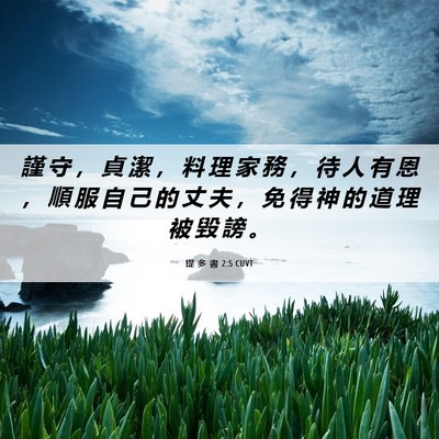 Picture 06 - 提 多 書 2:5 CUVT - 謹 守 ， 貞 潔 ， 料 理 家 務 ， 待 - Bible Verse Picture