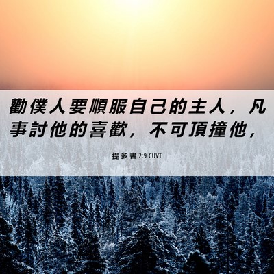 Picture 06 - 提 多 書 2:9 CUVT - 勸 僕 人 要 順 服 自 己 的 主 人 ， - Bible Verse Picture