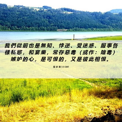 Picture 06 - 提 多 書 3:3 CUVT - 我 們 從 前 也 是 無 知 、 悖 逆 、 - Bible Verse Picture