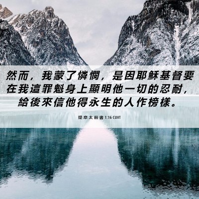 Picture 06 - 提 摩 太 前 書 1:16 CUVT - 然 而 ， 我 蒙 了 憐 憫 ， 是 因 耶 - Bible Verse Picture