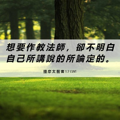 Picture 06 - 提 摩 太 前 書 1:7 CUVT - 想 要 作 教 法 師 ， 卻 不 明 白 自 - Bible Verse Picture