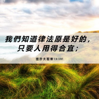 Picture 06 - 提 摩 太 前 書 1:8 CUVT - 我 們 知 道 律 法 原 是 好 的 ， 只 - Bible Verse Picture