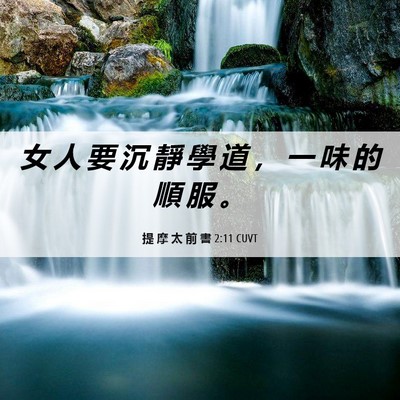 Picture 06 - 提 摩 太 前 書 2:11 CUVT - 女 人 要 沉 靜 學 道 ， 一 味 的 順 - Bible Verse Picture
