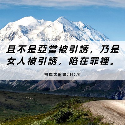 Picture 06 - 提 摩 太 前 書 2:14 CUVT - 且 不 是 亞 當 被 引 誘 ， 乃 是 女 - Bible Verse Picture