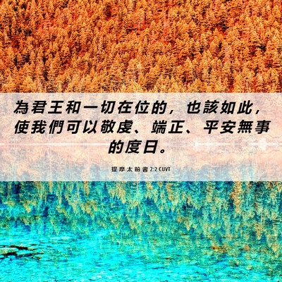 Picture 06 - 提 摩 太 前 書 2:2 CUVT - 為 君 王 和 一 切 在 位 的 ， 也 該 - Bible Verse Picture