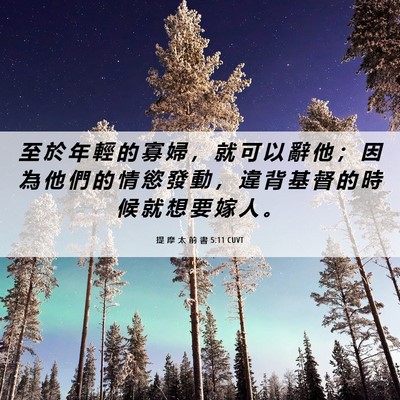 Picture 06 - 提 摩 太 前 書 5:11 CUVT - 至 於 年 輕 的 寡 婦 , 就 可 以 辭 - Bible Verse Picture