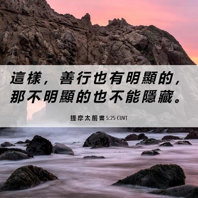 Picture 06 - 提 摩 太 前 書 5:25 CUVT - 這 樣 ， 善 行 也 有 明 顯 的 ， 那 - Bible Verse Picture